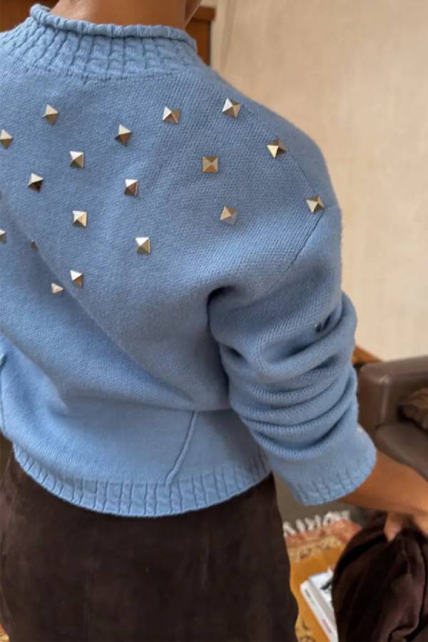 Ice Blue Studded Cardigan
