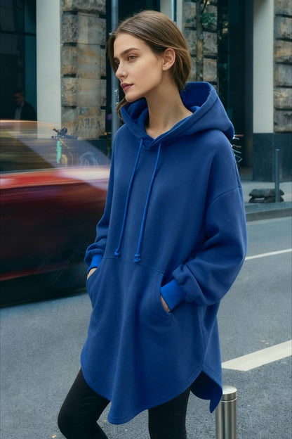 Pullover Loose Hoodie Casual - Drawstring Oversized - Women's Long Solid Sweatshirt Autumn Arm Streetwear