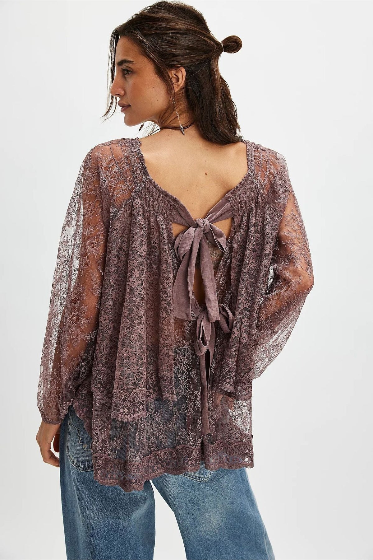Elegant Off Shoulder Lace Overlay Blouse