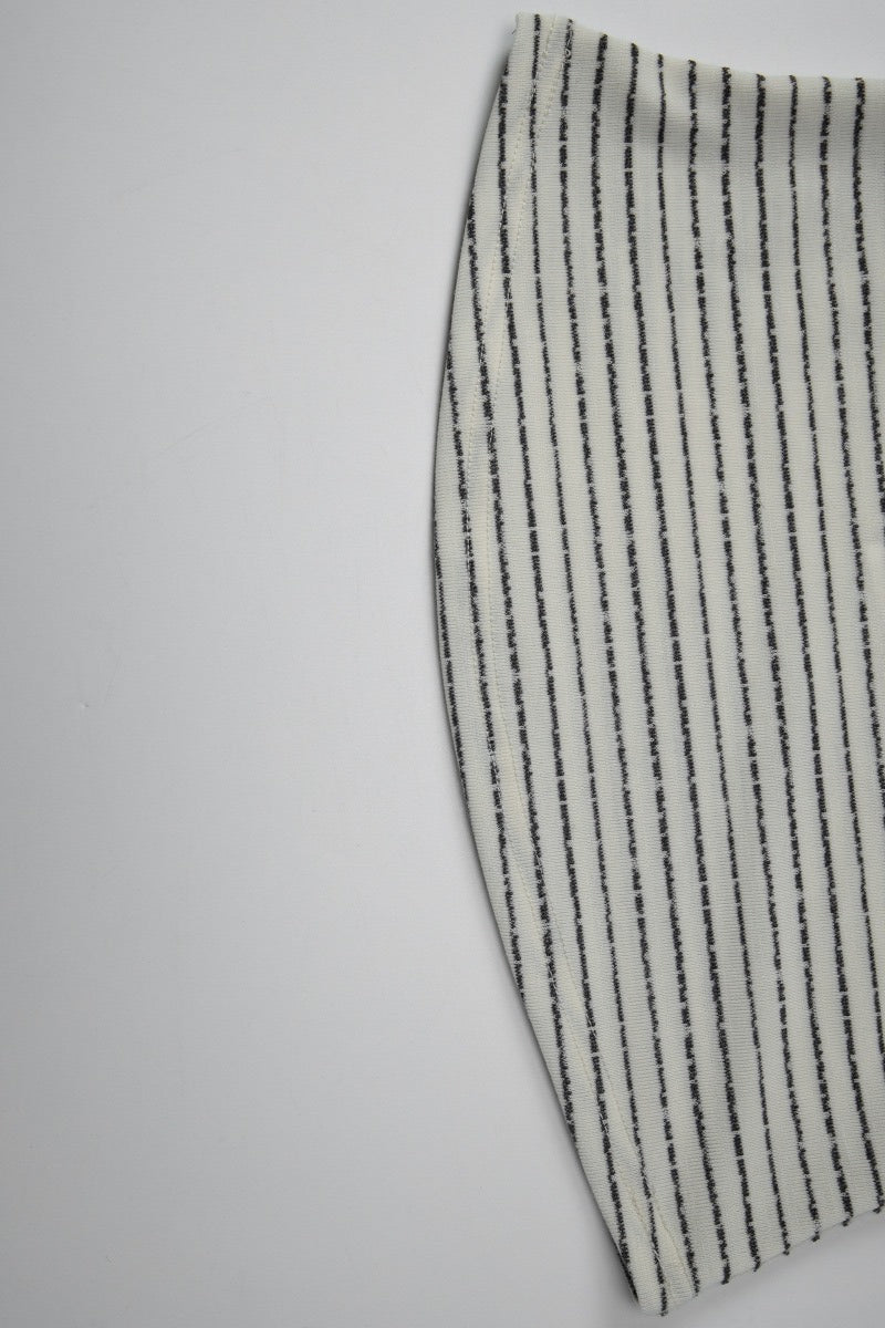 Striped Off Shoulder Fitted Long Sleeve Tee