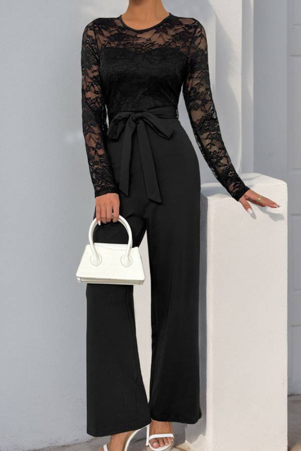 Elegant lace panel jumpsuit