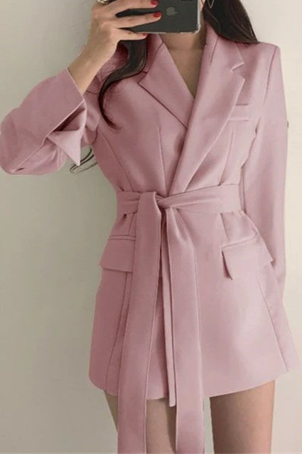 Belted Loose Fit Straight Blazer