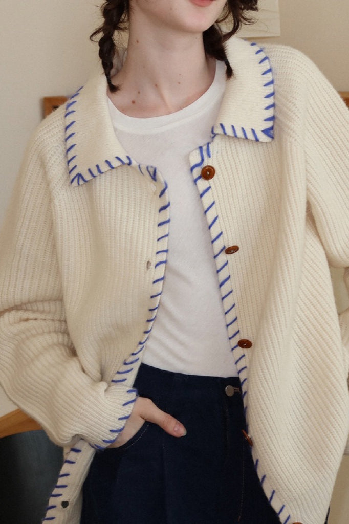 Iceland Blue Heavyweight Wool Cardigan