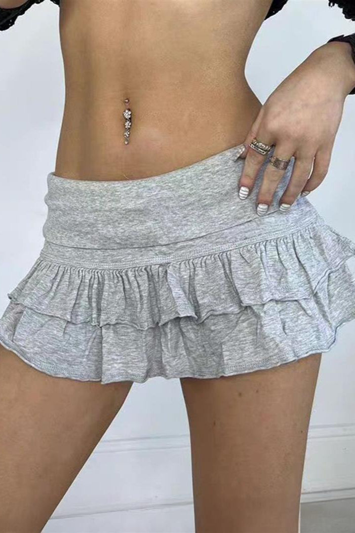 Y2K Casual Solid Pleated Skirt