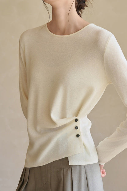 Fine Wool Asymmetric Knit Top