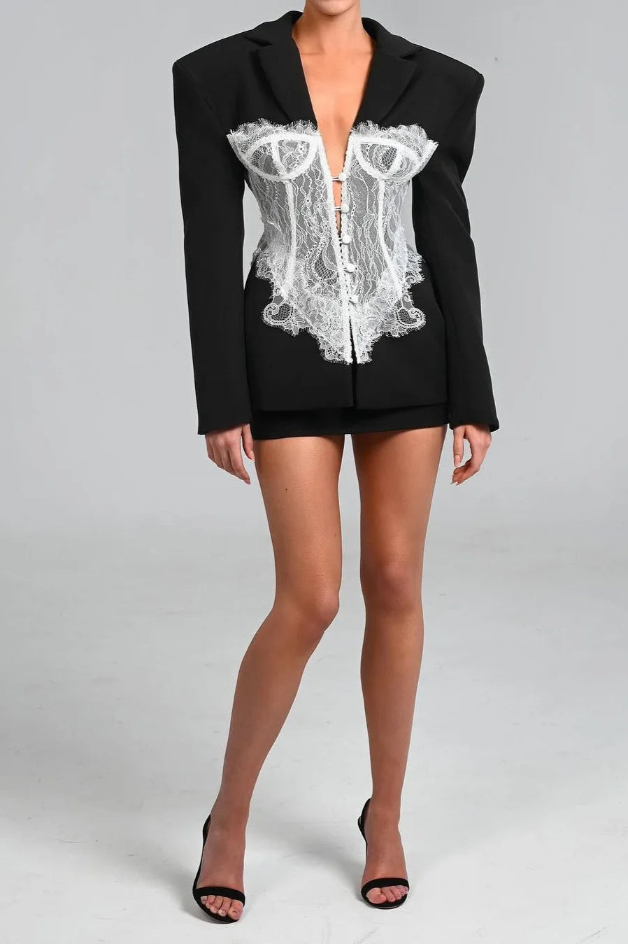 Slim High Waist Lace Blazer