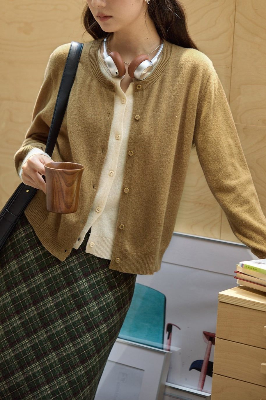 Wool Color Block Layered Cardigan