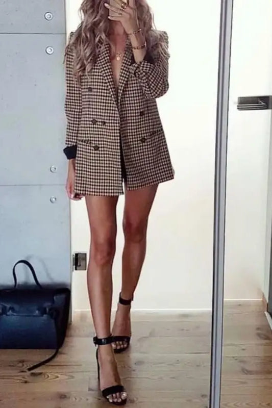 Vintage Plaid Longline Blazer