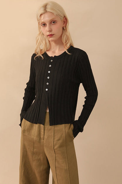 Slim Wool Crop Cardigan