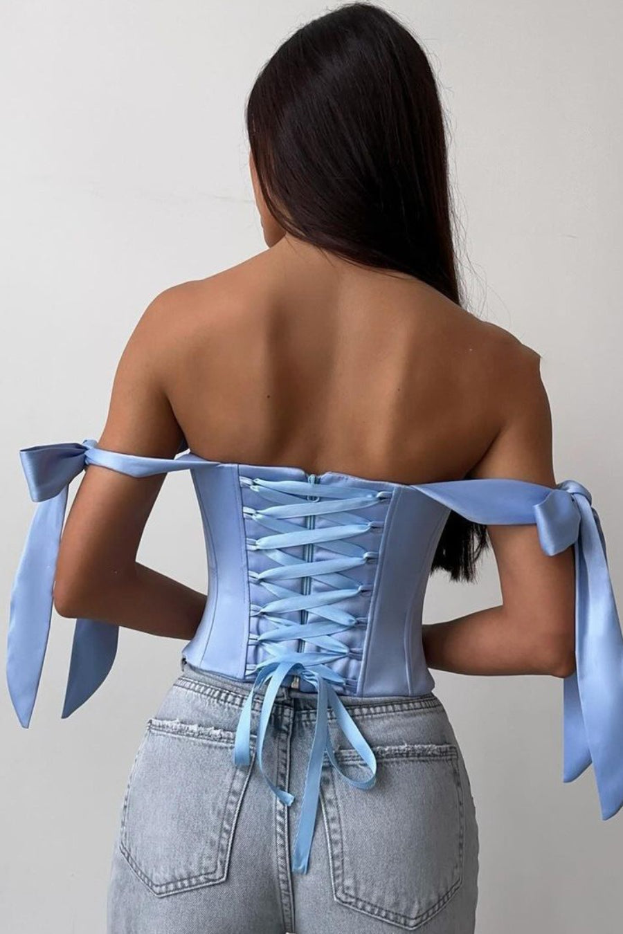 Sexy Corset Tie Asymmetric Hem Tube Top
