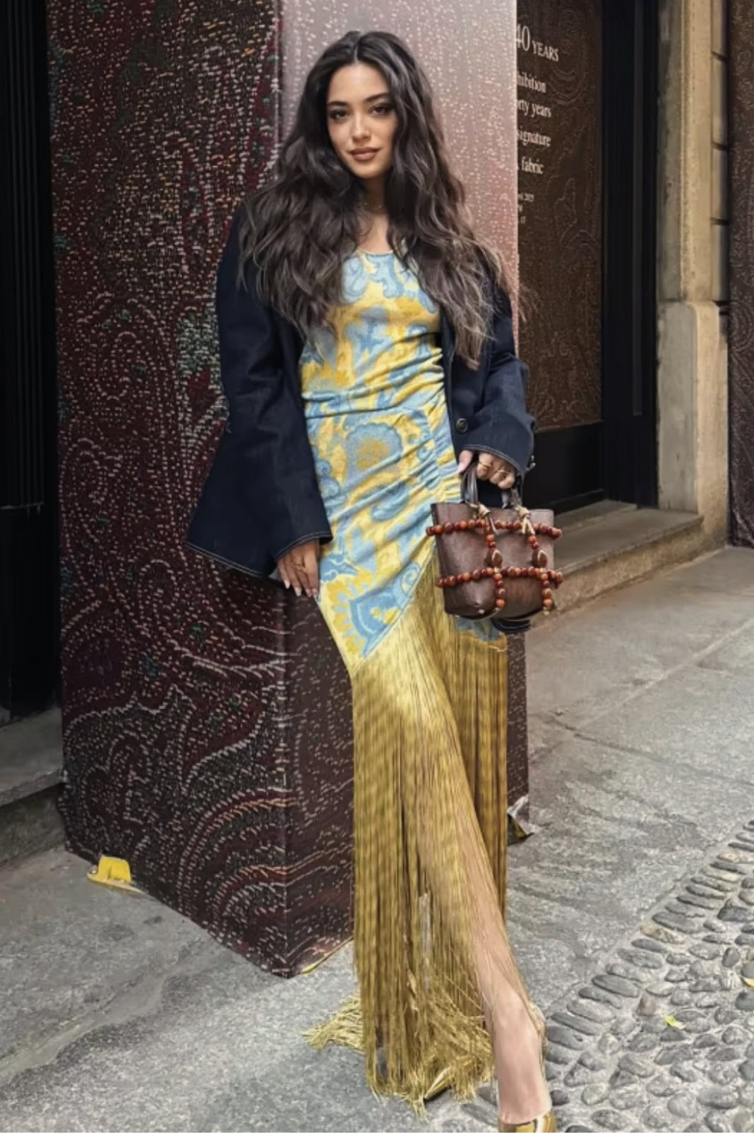 Printed Fringe Patchwork Boho Dress