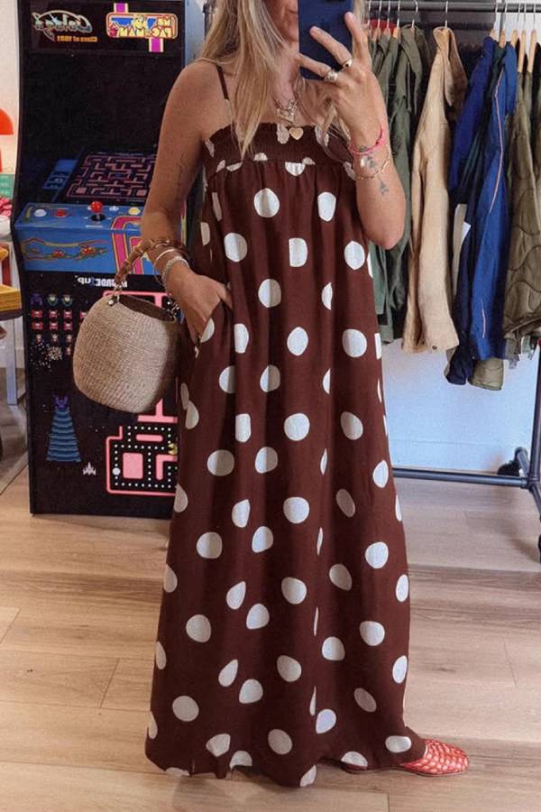 Polka Dot Sleeveless Loose Maxi Dress