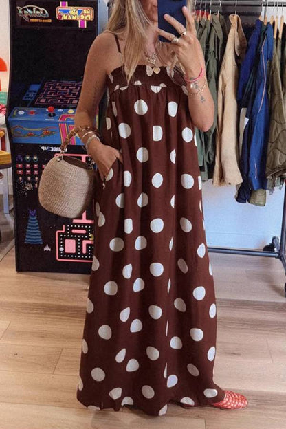 Polka Dot Sleeveless Loose Maxi Dress