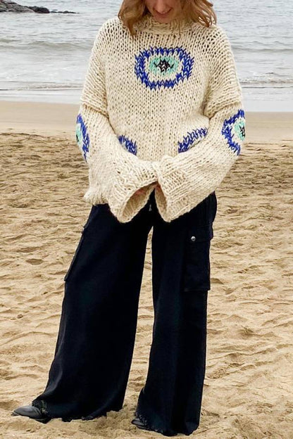 Casual Street Circle Pattern Loose Sweater