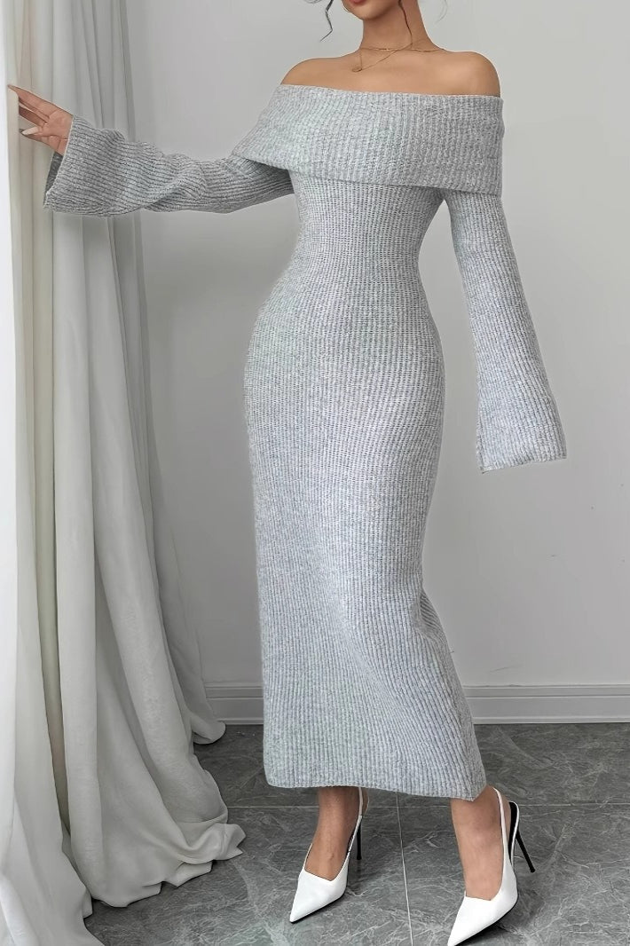 Long-Sleeve Knit Maxi Sweater Dress
