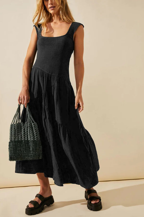 FEMININE FRILLS SMOCKED MAXI DRESS