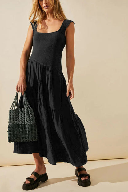 FEMININE FRILLS SMOCKED MAXI DRESS