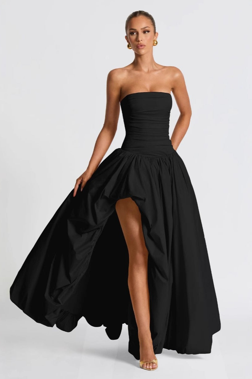 Solid Color Tie Front Bodycon Prom Dress