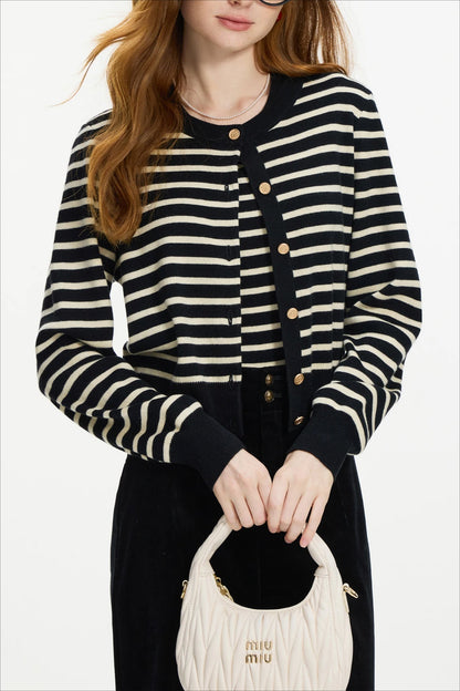 Striped Knit Layered Vest Cardigan