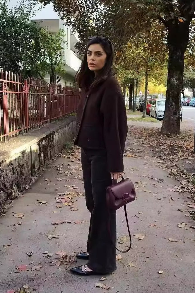 Structured Ribbed Stand Collar Coat