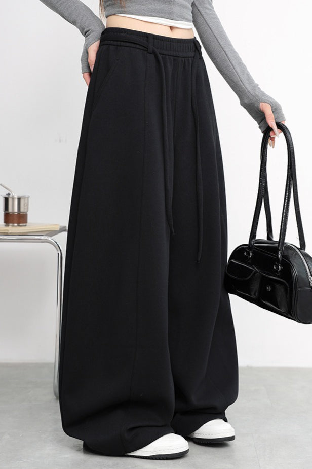 Fleece Lined Curved High Waist Knit Pants