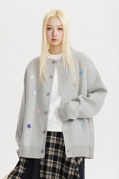 Starfish Button Oversized Cardigan