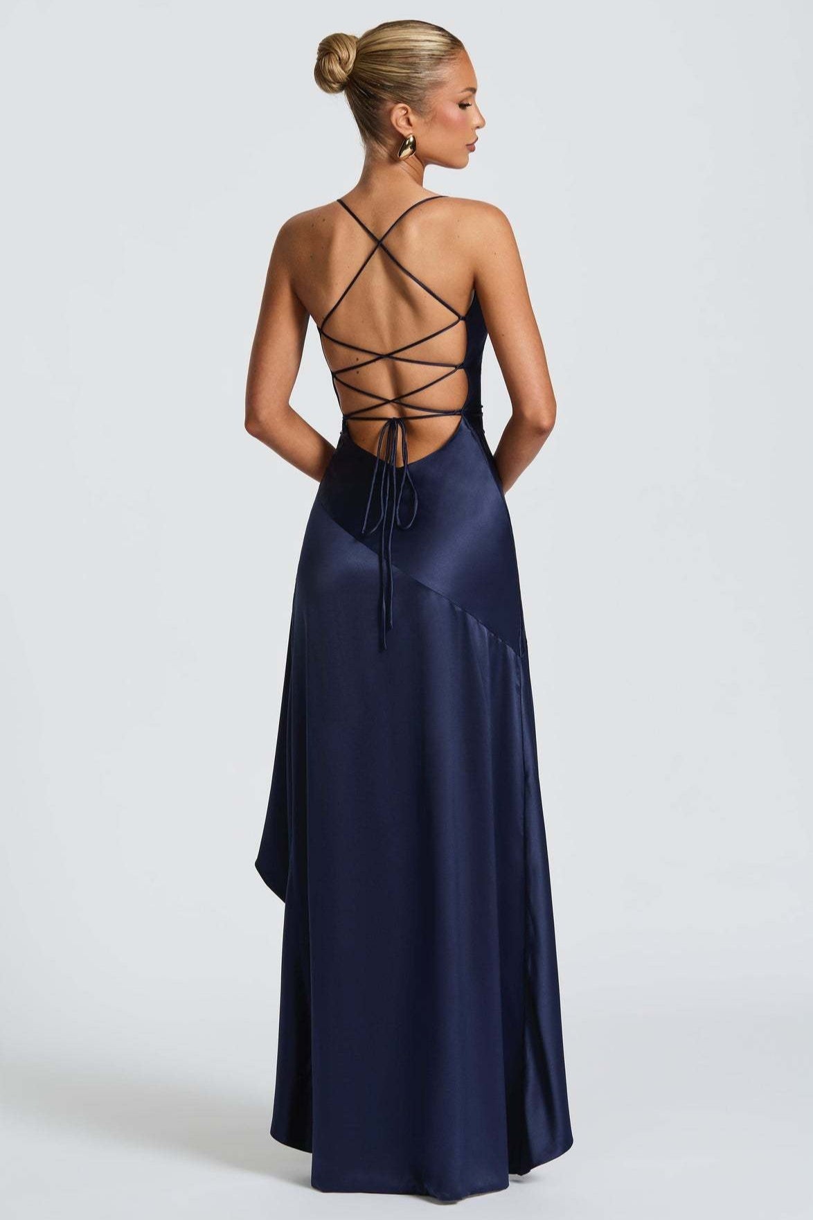 Spaghetti Strap Backless Ruffle Prom Dress