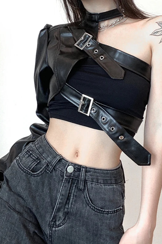 Asymmetrical Punk Crop Jacket