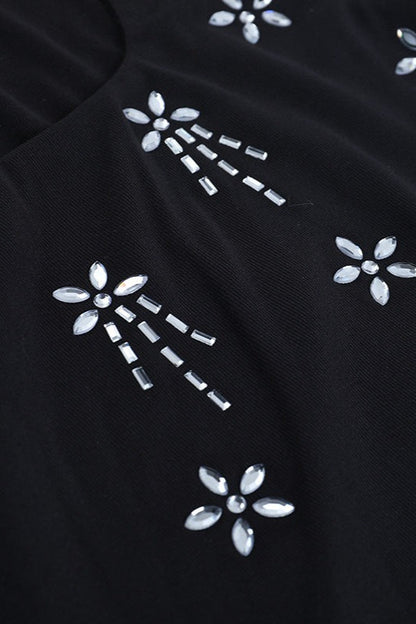 Rhinestone Trim Strapless Bustier Tank Top