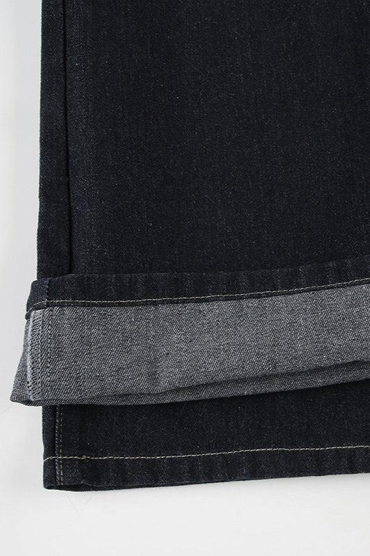 Letter Embroidery Vintage Low Rise Slim Flare Jeans