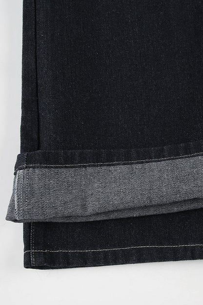 Letter Embroidery Vintage Low Rise Slim Flare Jeans