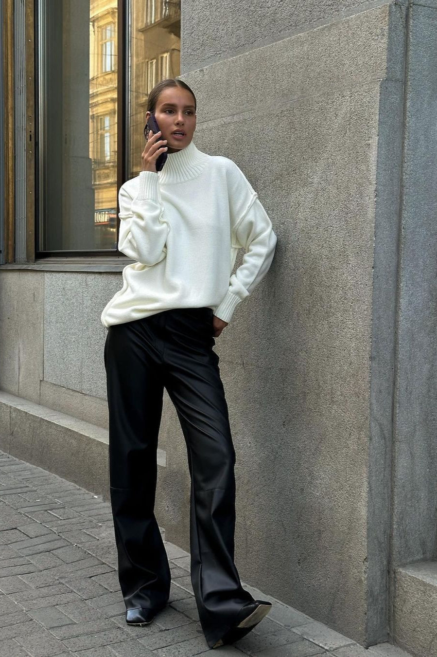 Colorblock Turtleneck Knit Sweater