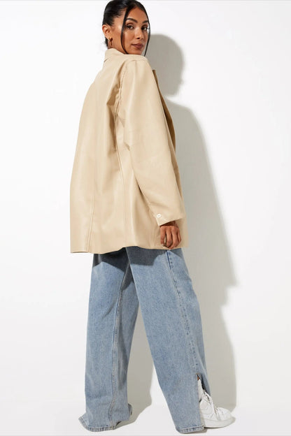 Single-Breasted PU Blazer