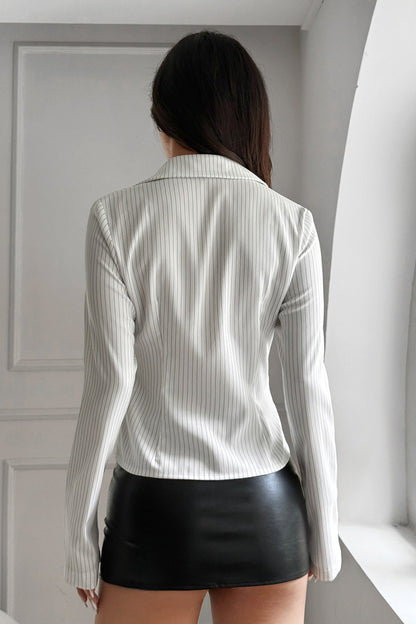 Y2K Edgy Stripe Long Sleeve Hot Girl Blouse