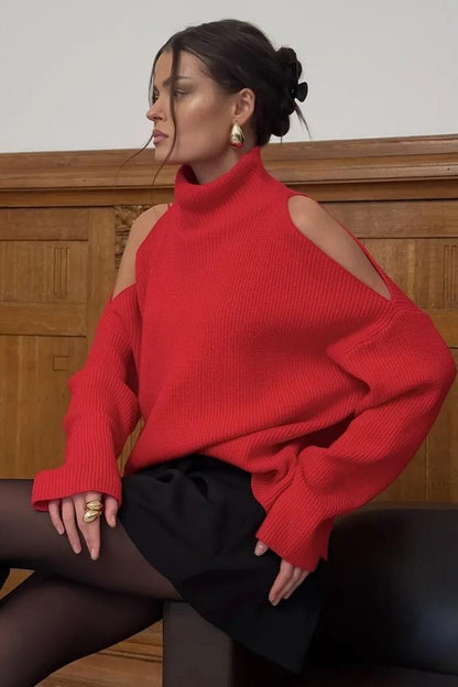 Off Shoulder Turtleneck Sweater