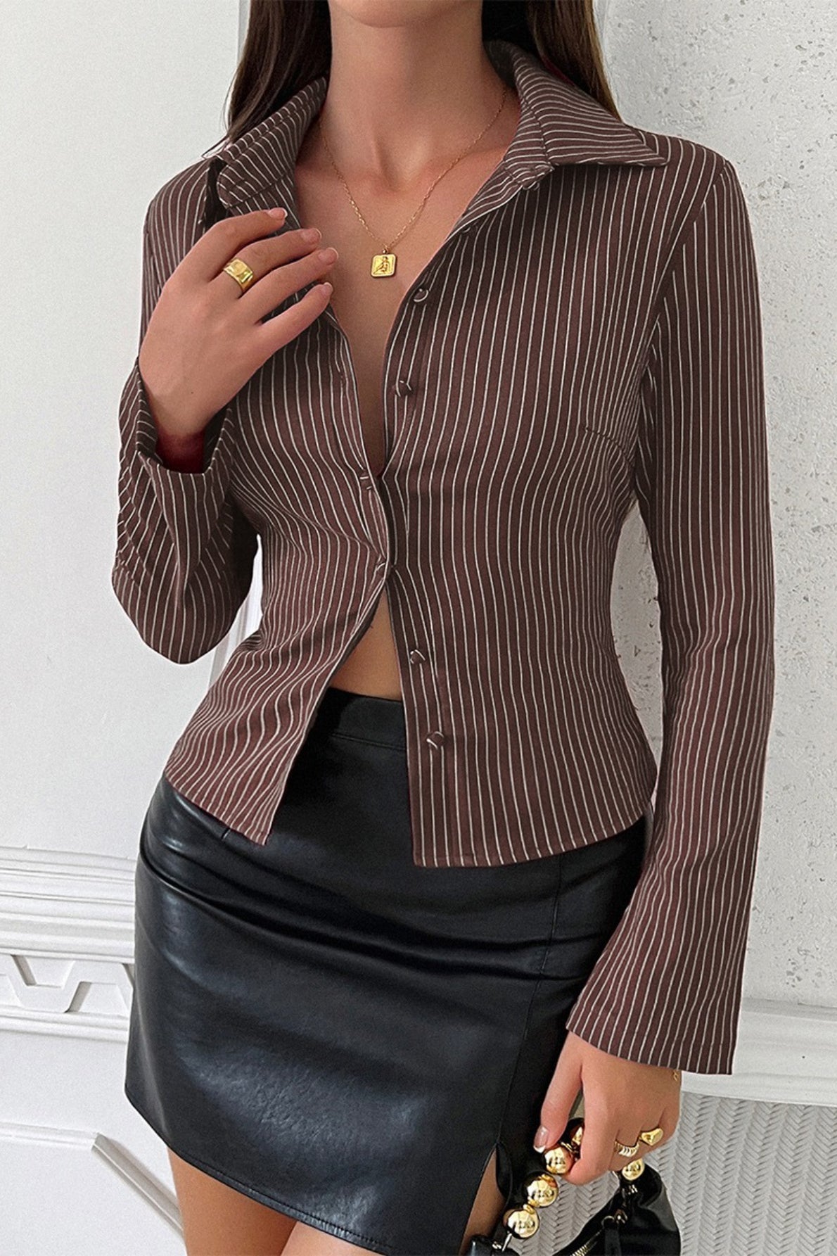 Y2K Edgy Stripe Long Sleeve Hot Girl Blouse
