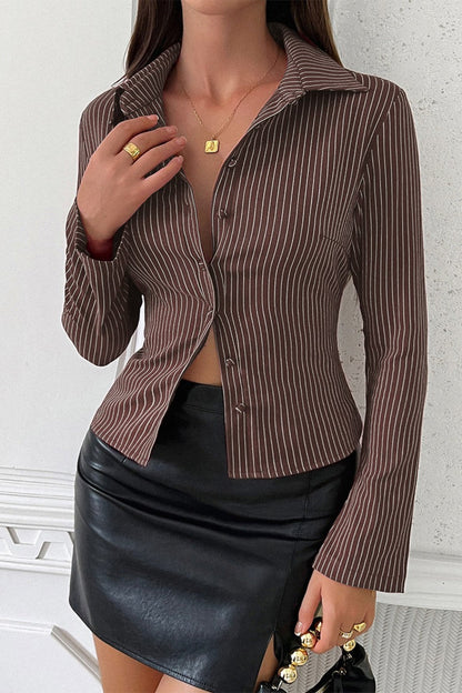 Y2K Edgy Stripe Long Sleeve Hot Girl Blouse