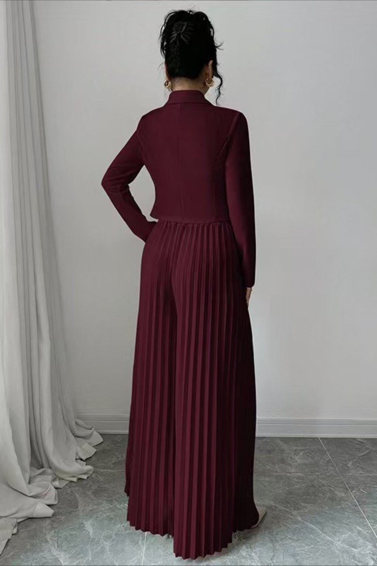 Tailored Pleated Two Piece Blazer Pants Set