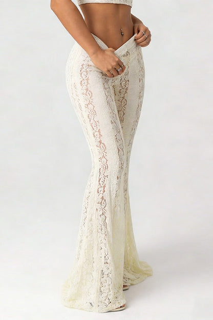 Low Rise Lace Flared Bodycon Pants