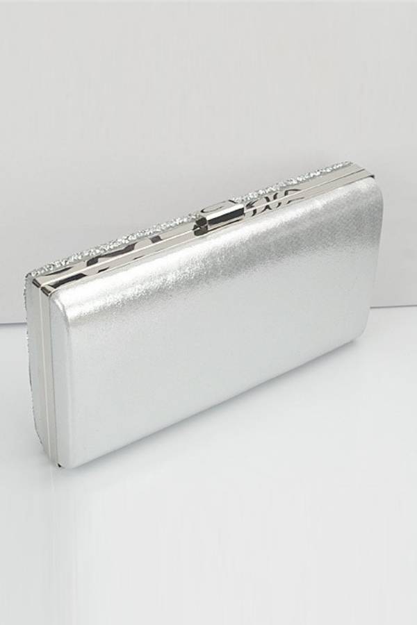 Silver rhinestone evening clutch