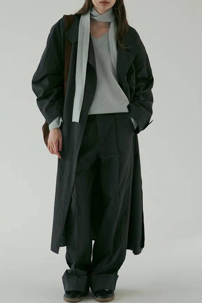 Oversized Stand Collar Long Casual Overcoat
