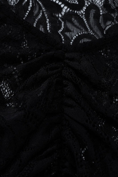 Open Back Long Sleeve Floral Lace Illusion Overlay Bodycon Maxi Dress
