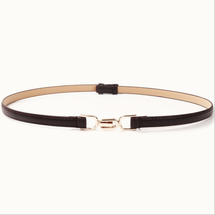 Slim Double Buckle Narrow Belt