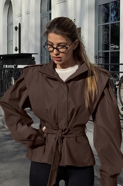 Relaxed Fit Notch Collar Belted Coat
