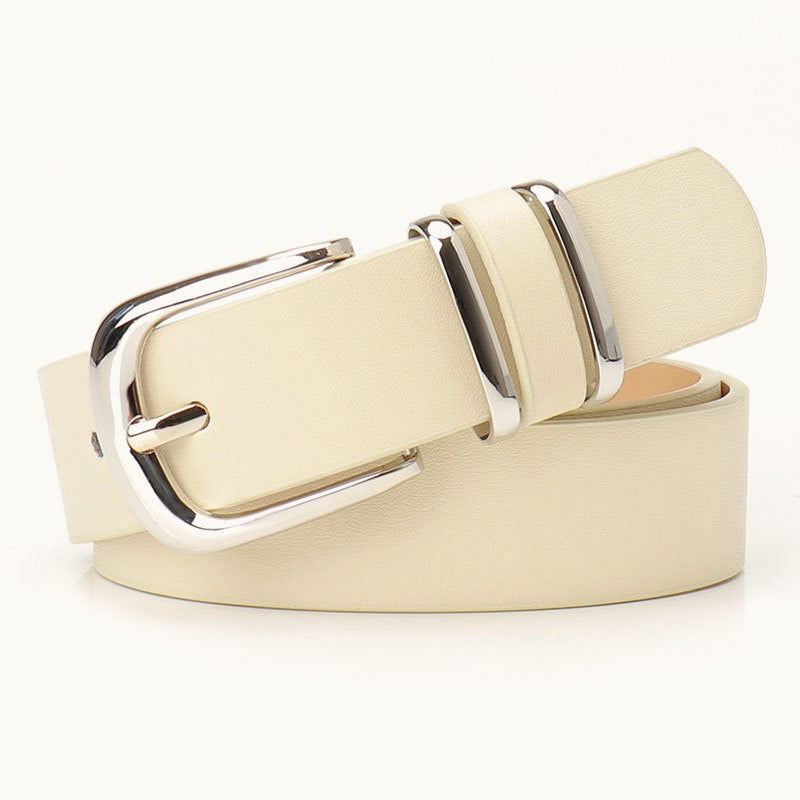 Minimal Textured Double Ring Buckle Waist Belt