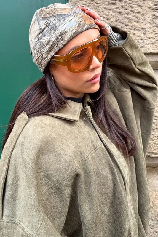 Button Shoulder Belted Pilot Jacket