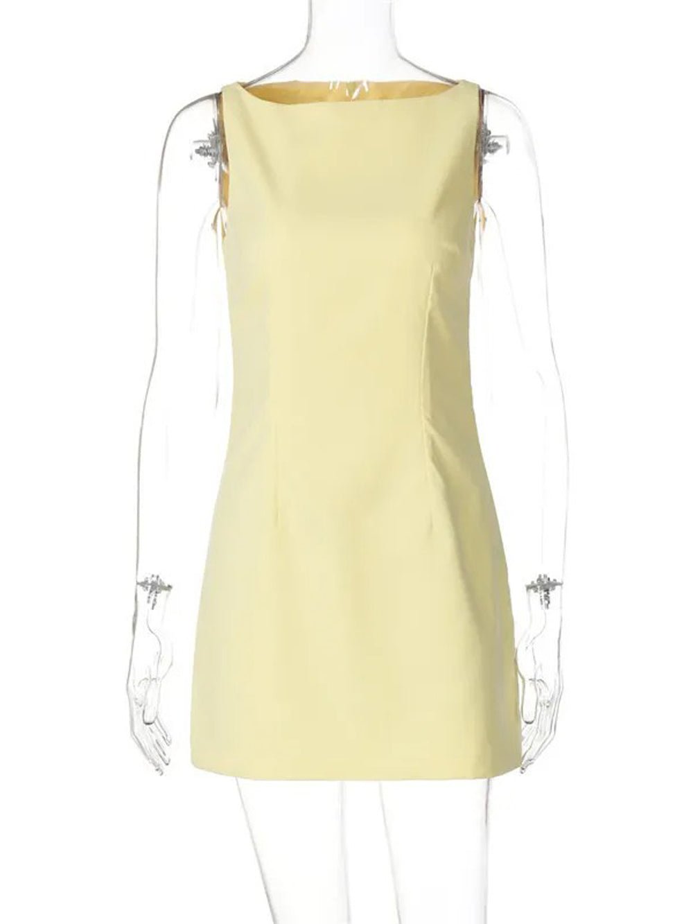 Boat Neck Sleeveless Princess Seam Shift Mini Dress