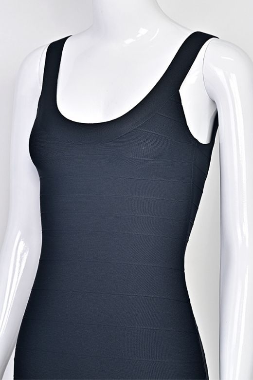White Pearl Scoop Neck Sleeveless Bandage Bodycon Mini Dress