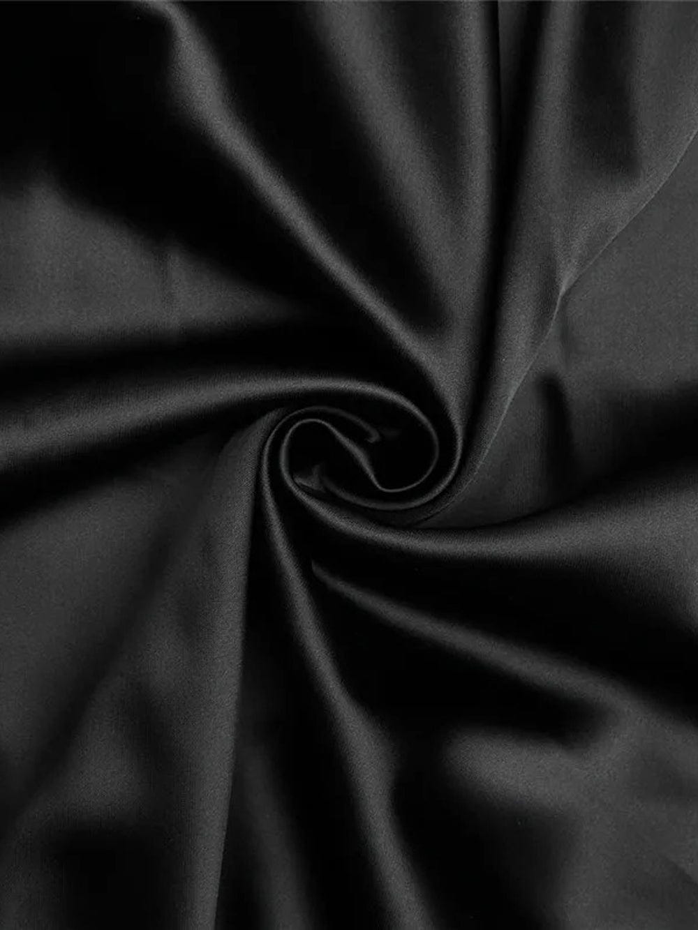 Black Strapless Corset Sculpted Neckline Draped Satin Hip Maxi Gown