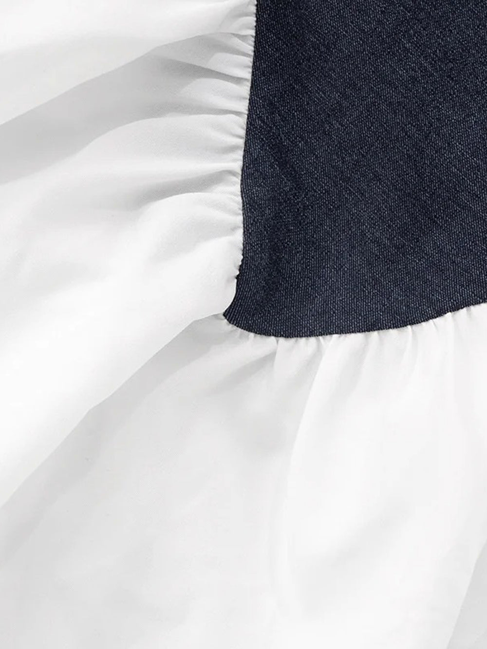 White Halter Neck Deep V-Neck Denim Corset Waist Flare Mini Dress